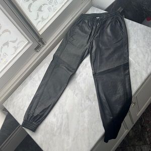 Black pleather Zara joggers